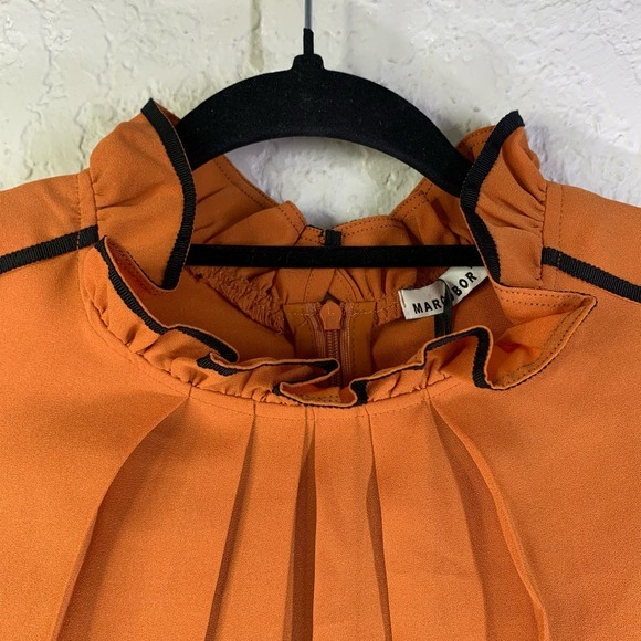 MARCOBOR Orange & Black Tiana Ruffle Midi Pencil Dress - NWT - Picture 2 of 15